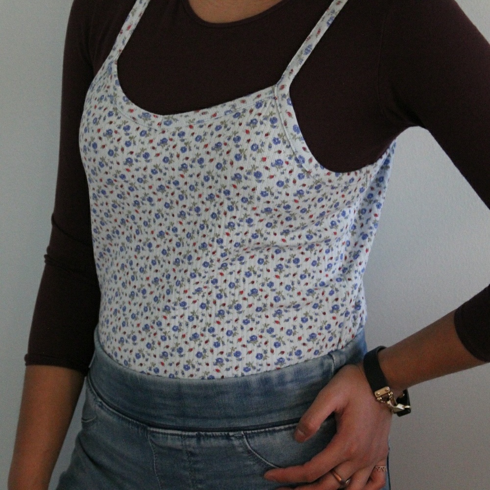 Land's End Blue floral tank top